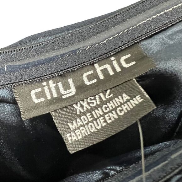 NWT City Chic Navy Blue Hypnotize Off the Shoulder Satin Maxi Dress US 12W - Picture 9 of 10